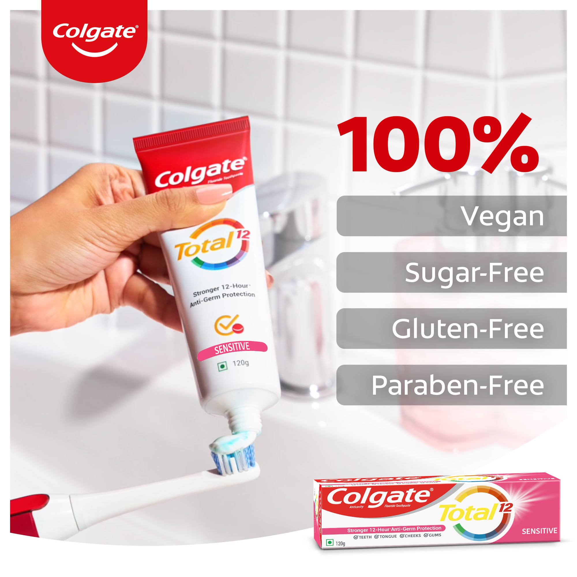 Colgate Total Sensitive Anti-Germ Protection Toothpaste - 120g, World's No. 1* Germ-fighting Toothpaste – view 5