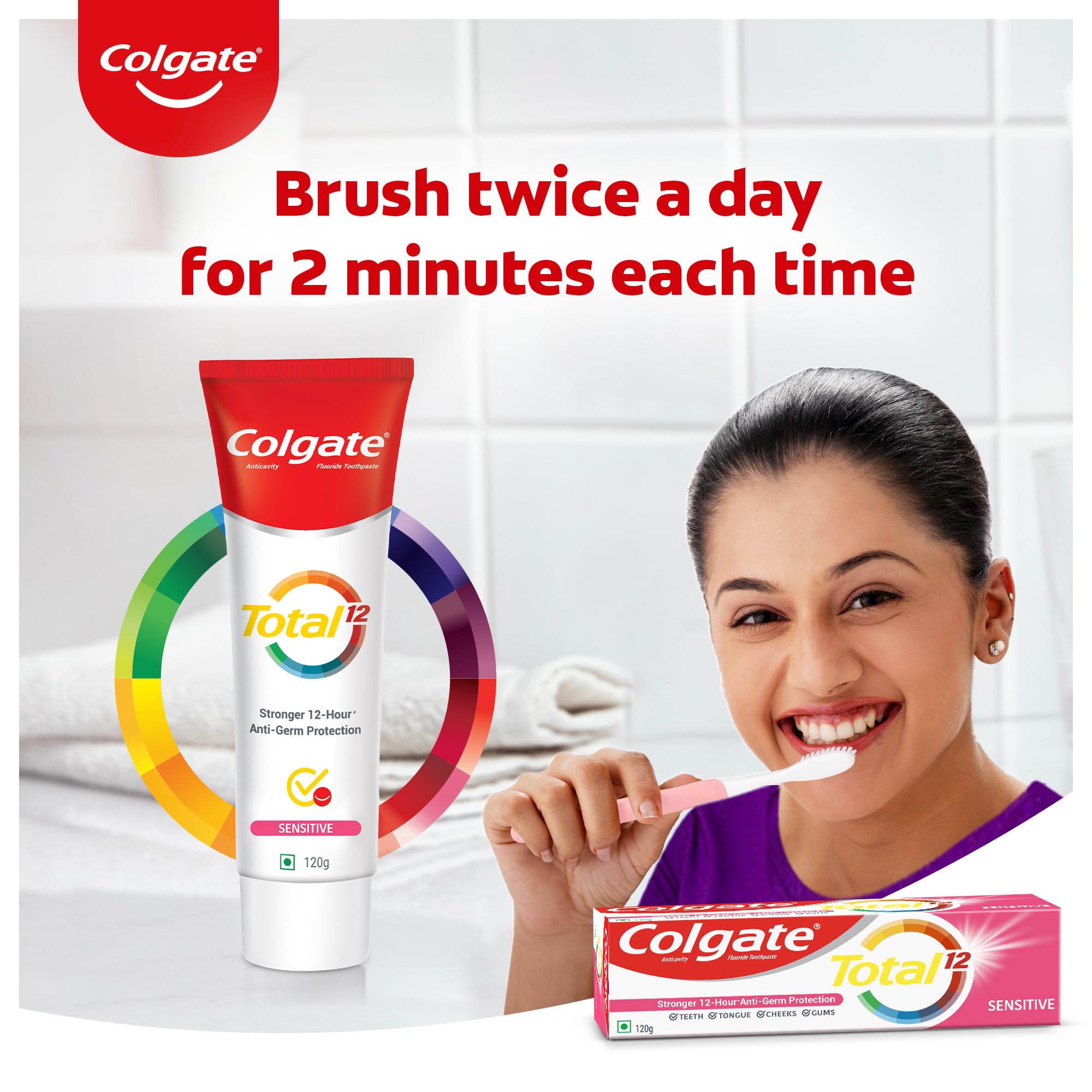 Colgate Total Sensitive Anti-Germ Protection Toothpaste - 120g, World's No. 1* Germ-fighting Toothpaste – view 7