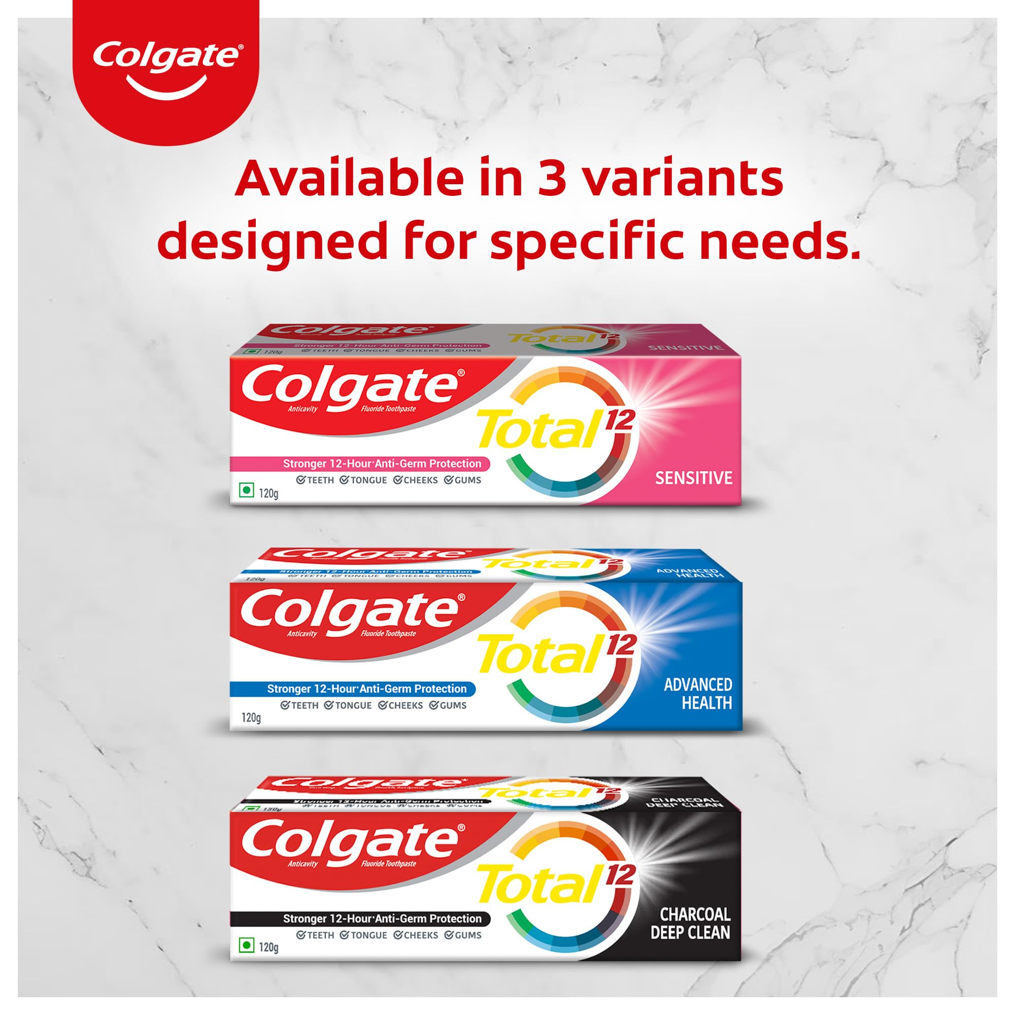 Colgate Total Sensitive Anti-Germ Protection Toothpaste - 120g, World's No. 1* Germ-fighting Toothpaste – view 9