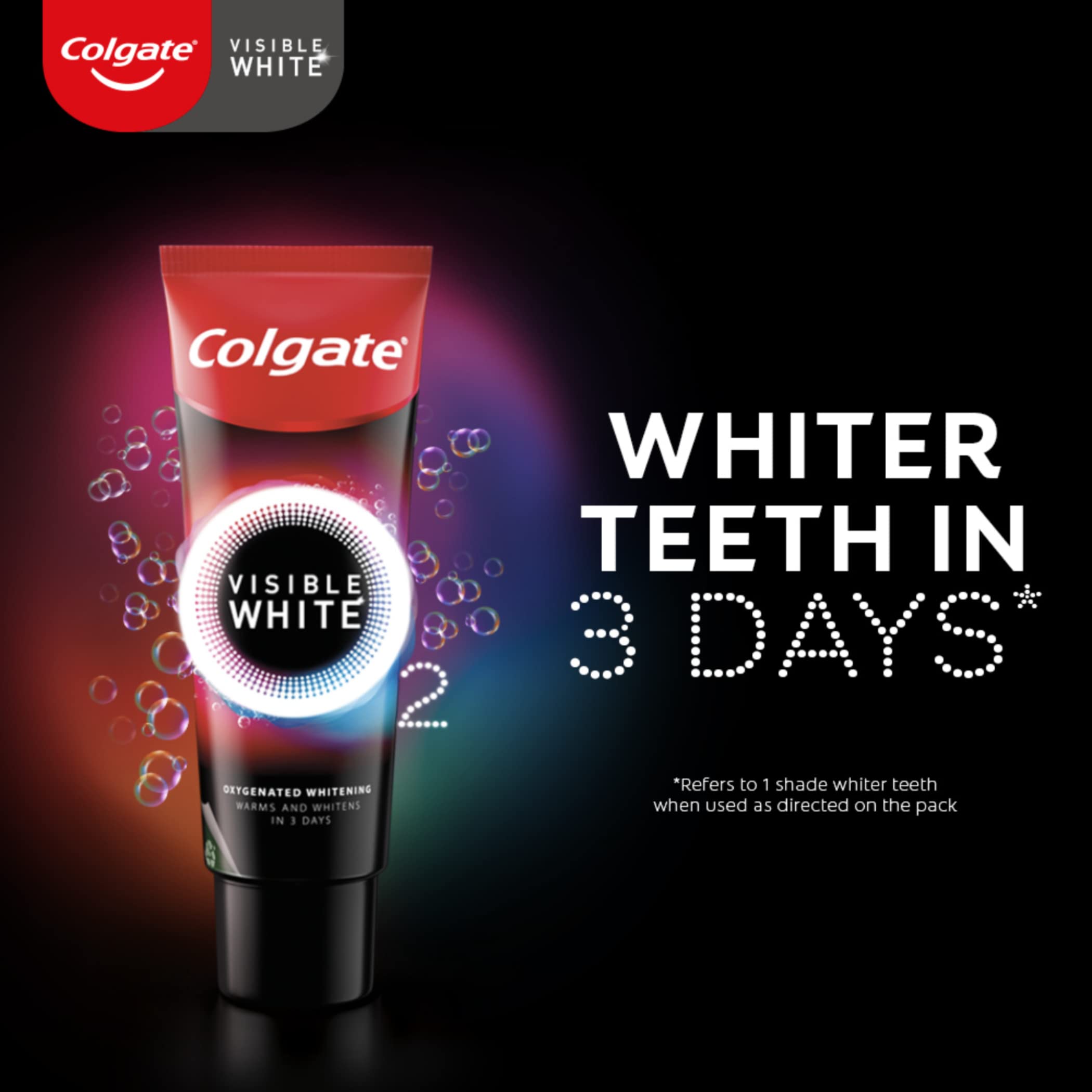 Colgate Visible White O2, Teeth Whitening Toothpaste, Aromatic Mint, 50g, Active Oxygen Technology, Multicolour & Gentle Enamel Ultra Soft Bristles Toothbrush, 4 Pcs (Buy2 Get 2) – view 3