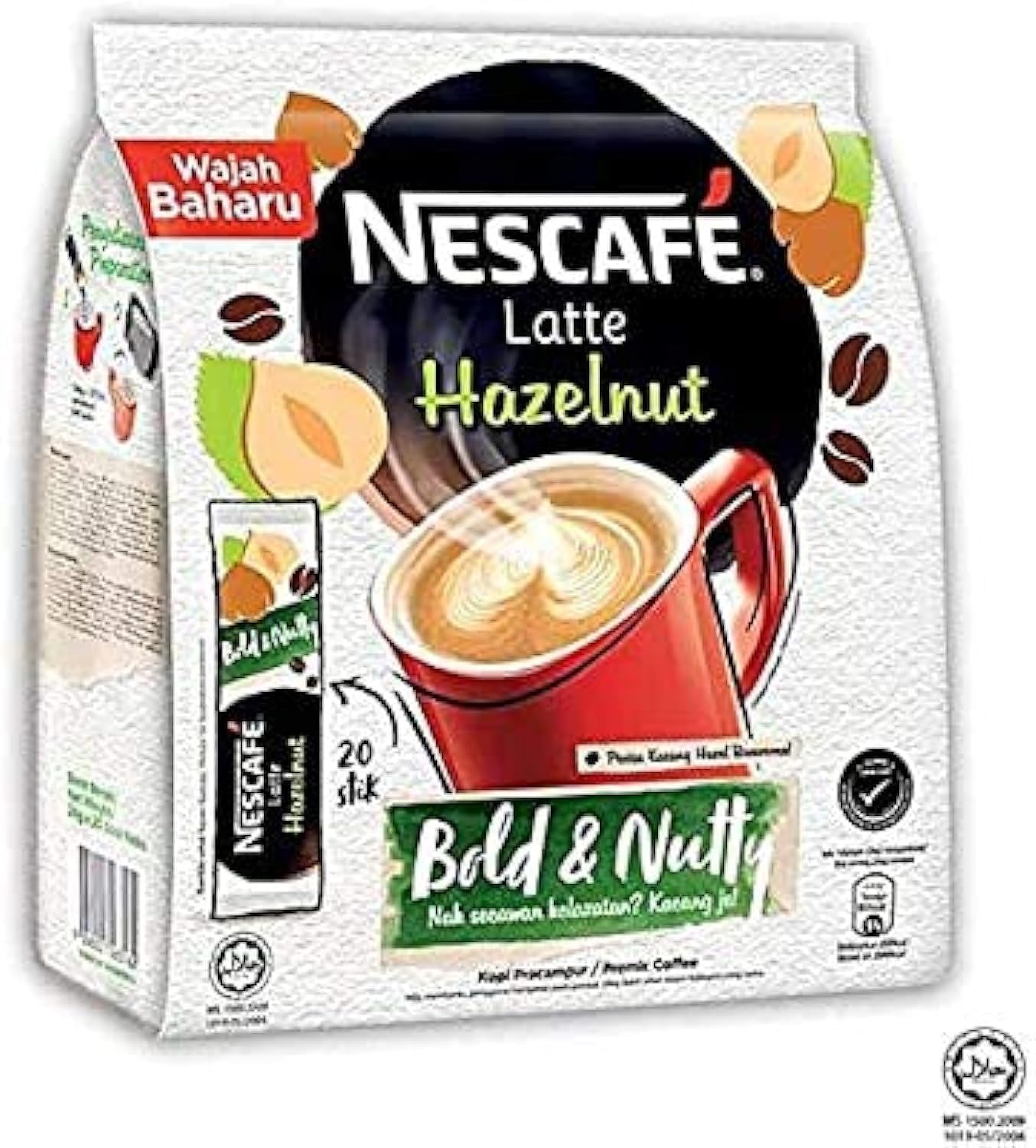 Glass bottle of Nescafe hazelnut instant coffee sticks