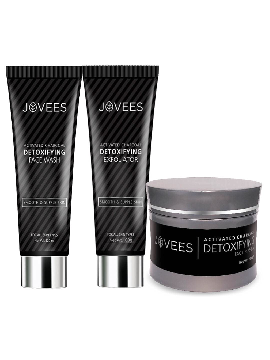 Jovees herbal charcoal skin care combo with wash scrub masque