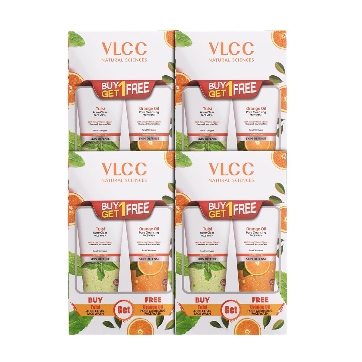 VLCC face wash tubes with tulsi and orange oil