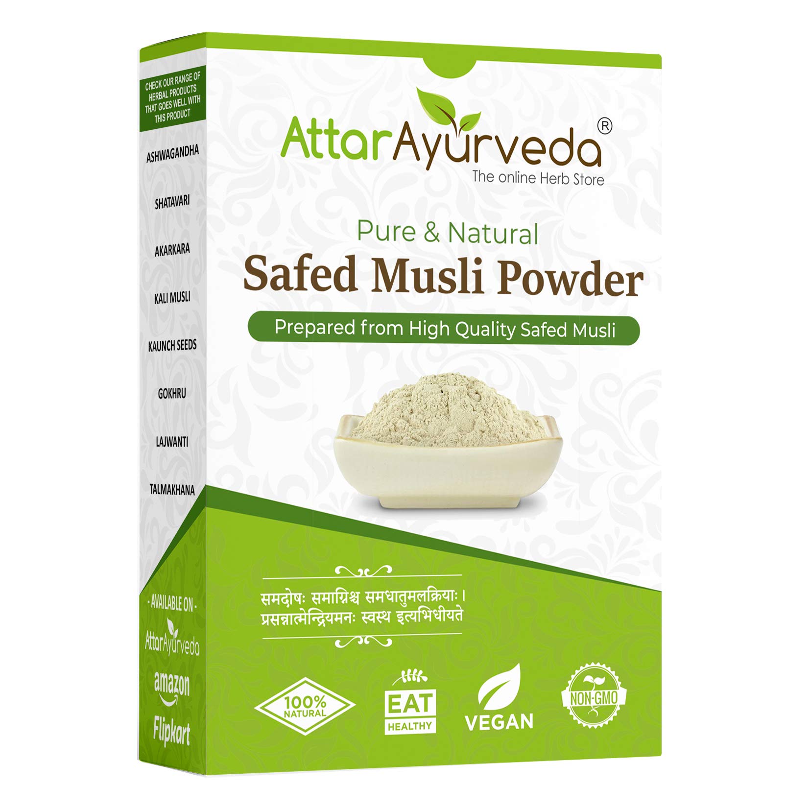 Attar Ayurveda herbal Safed Musli Powder box, 100 grams