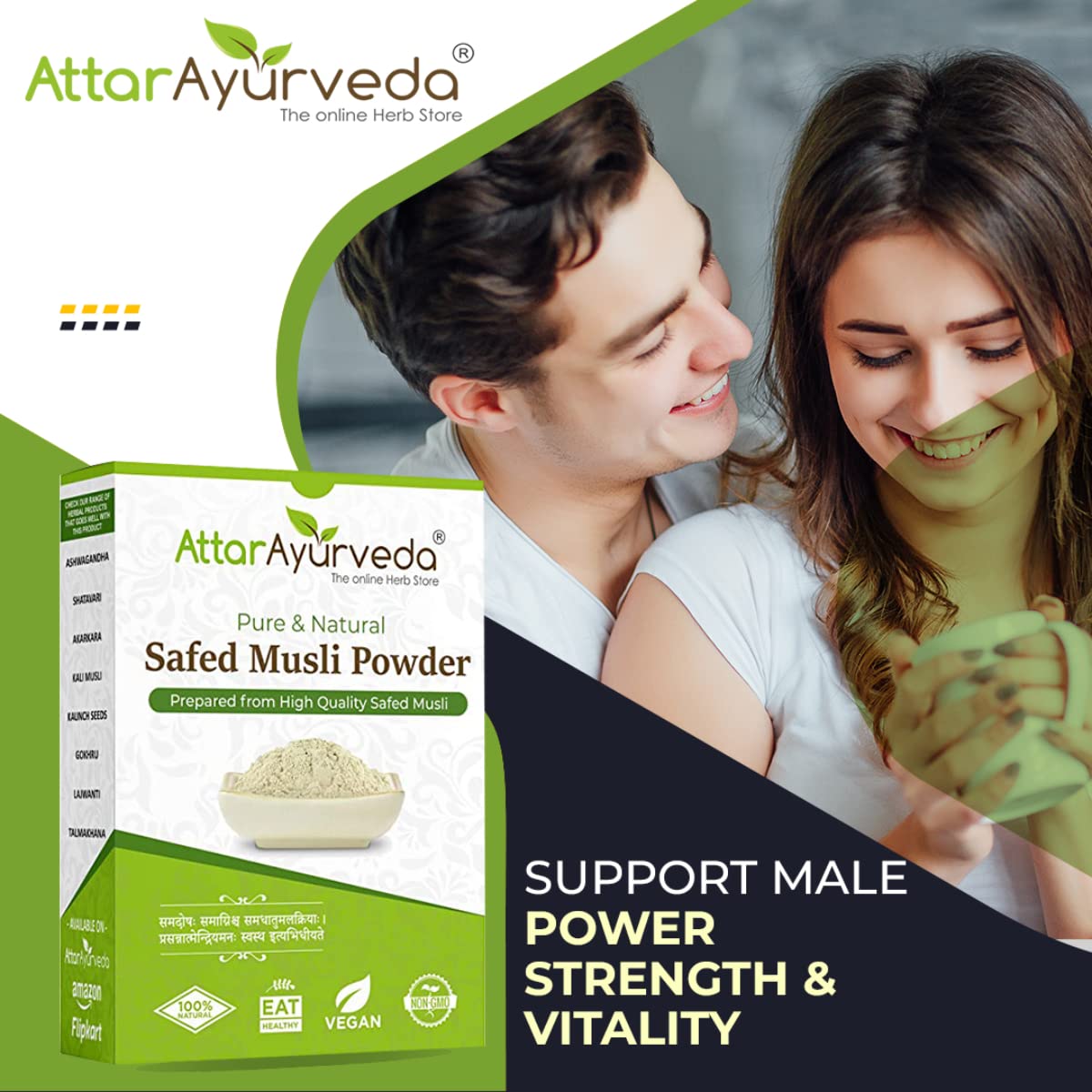 Attar Ayurveda Safed Musli Powder (100 grams) for Stamina and Energy – view 4