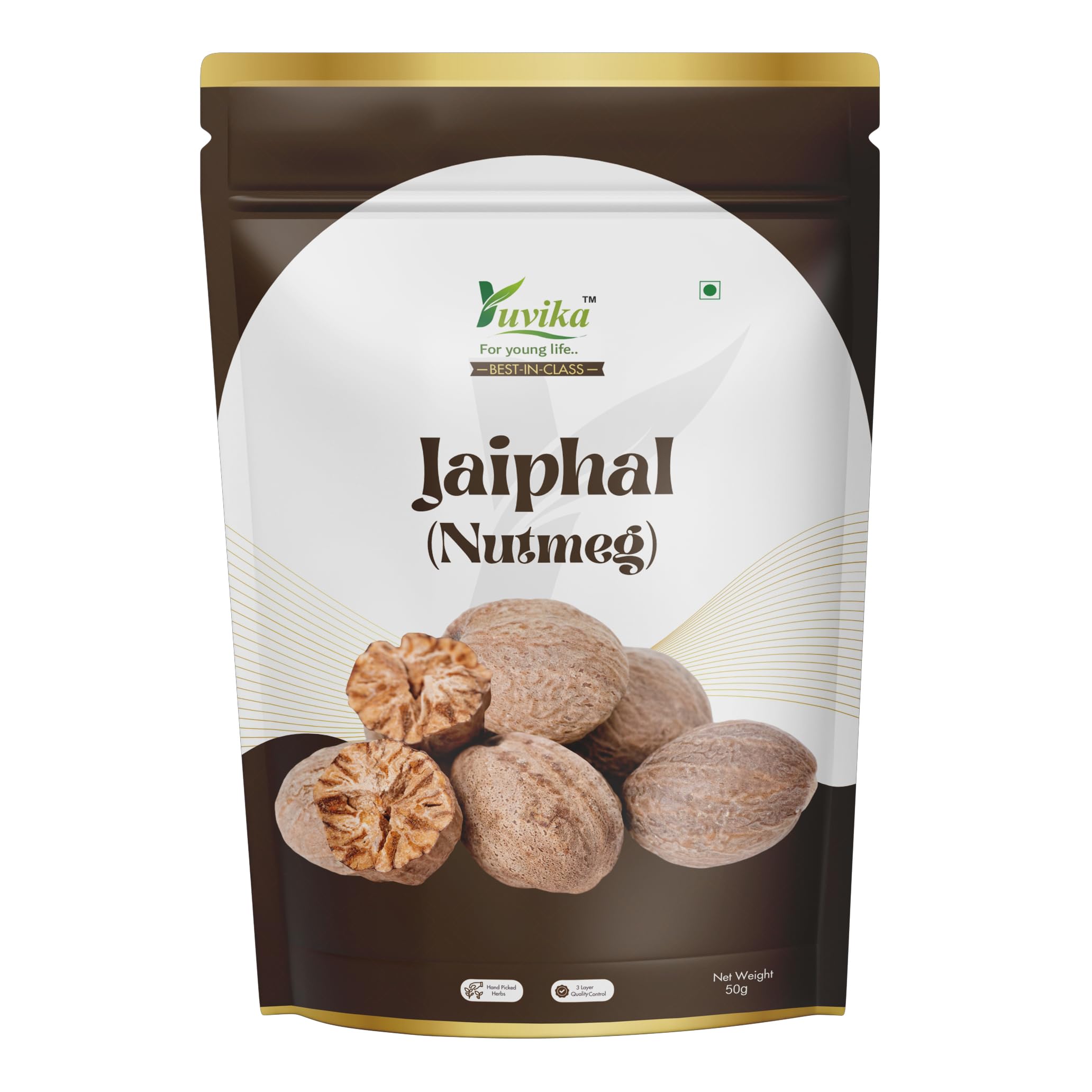 Bag of Yuvika jathikai whole nutmeg 50 grams