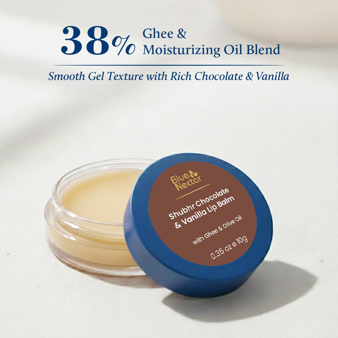 Blue Nectar Shubhr Chocolate & Vanilla Lip Balm & Gloss with Ghee for Dry Chapped Lips – view 2