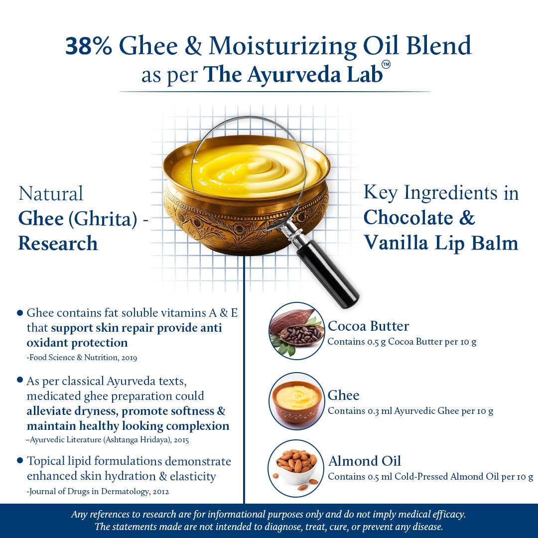 Blue Nectar Shubhr Chocolate & Vanilla Lip Balm & Gloss with Ghee for Dry Chapped Lips – view 3