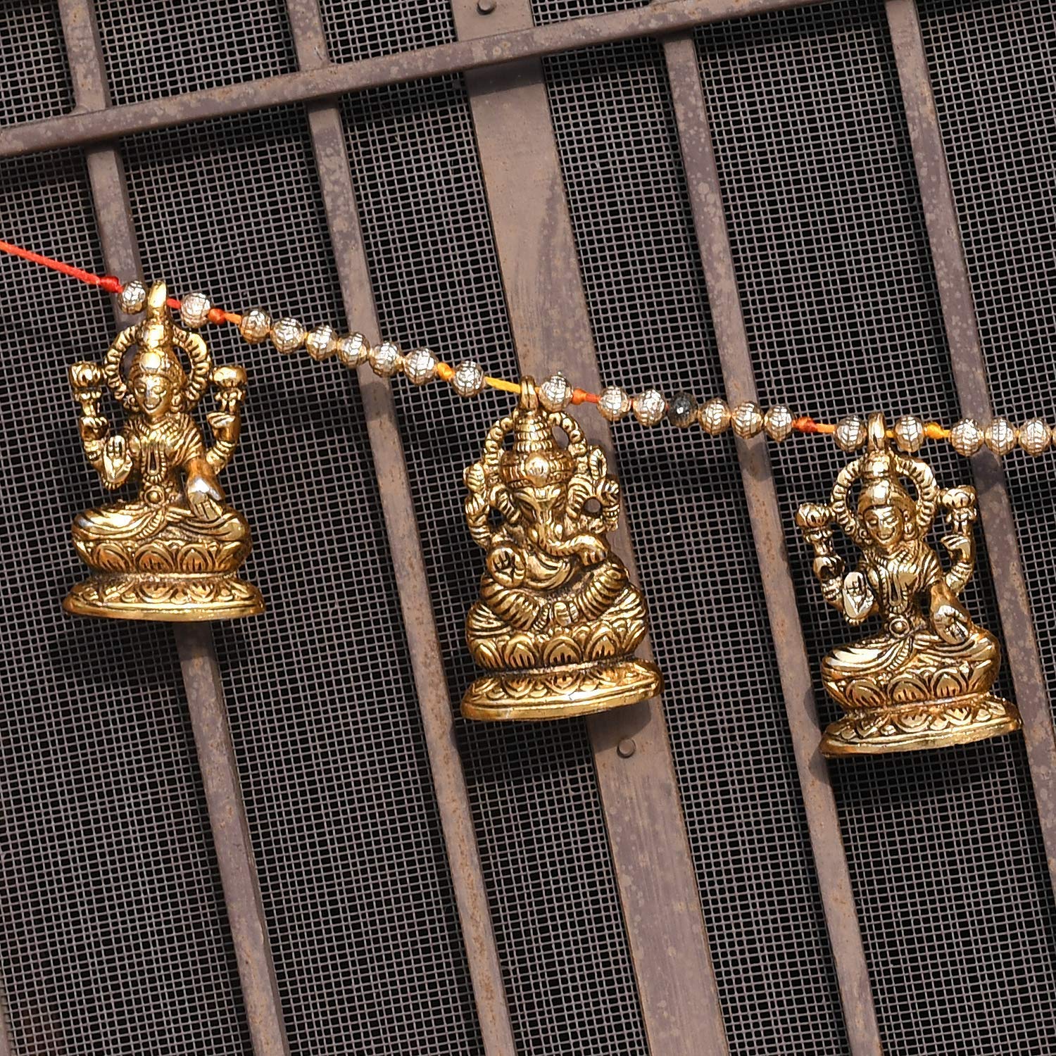 Collectible India Metal Door Hanging Toran Bandarwal for Home Decoration/Lakshmi Ganesha Toran Mandir Temple (35 x 3.5 inch, Gold) (1) – view 2