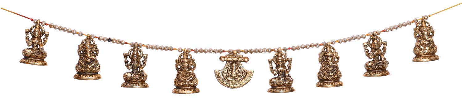 Collectible India Metal Door Hanging Toran Bandarwal for Home Decoration/Lakshmi Ganesha Toran Mandir Temple (35 x 3.5 inch, Gold) (1) – view 5
