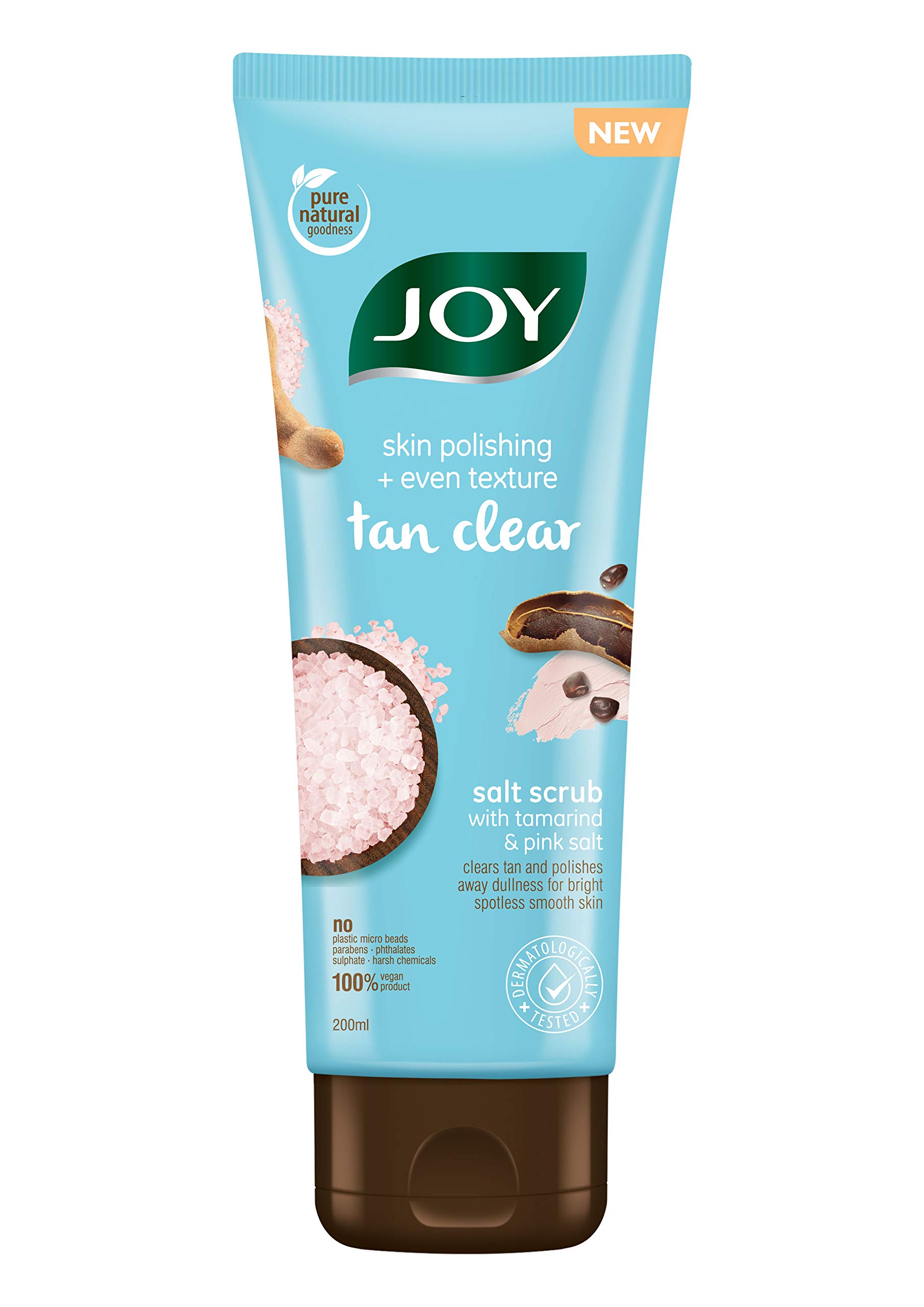 Joy skin polishing salt scrub 200 ml front tube pack