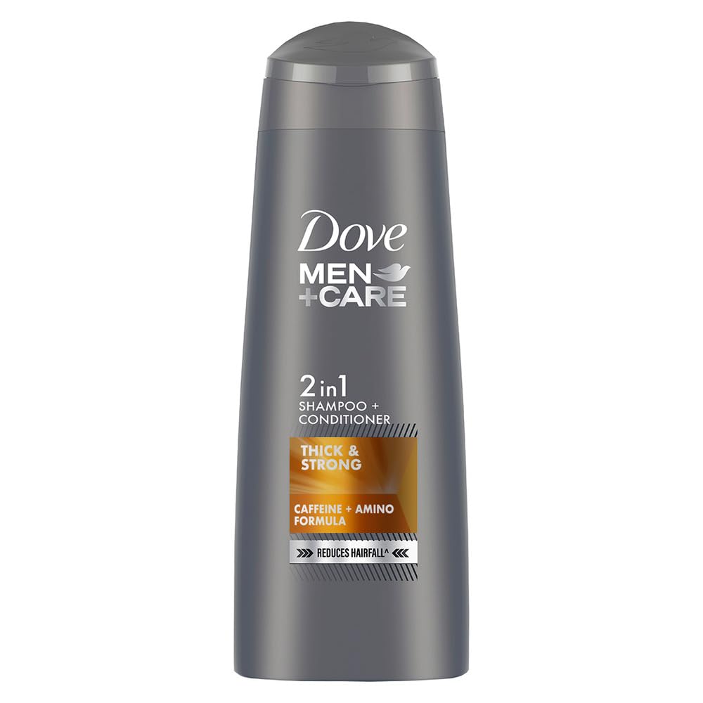 Front view of Dove Men+Care Thick & Strong 2in1 bottle