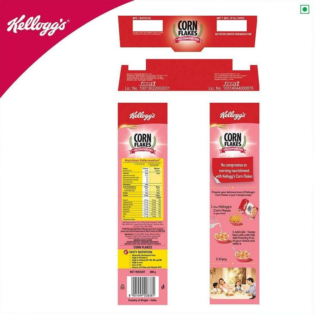 Kellogg's Corn Flakes With Real Strawberry Puree 300 G – view 3