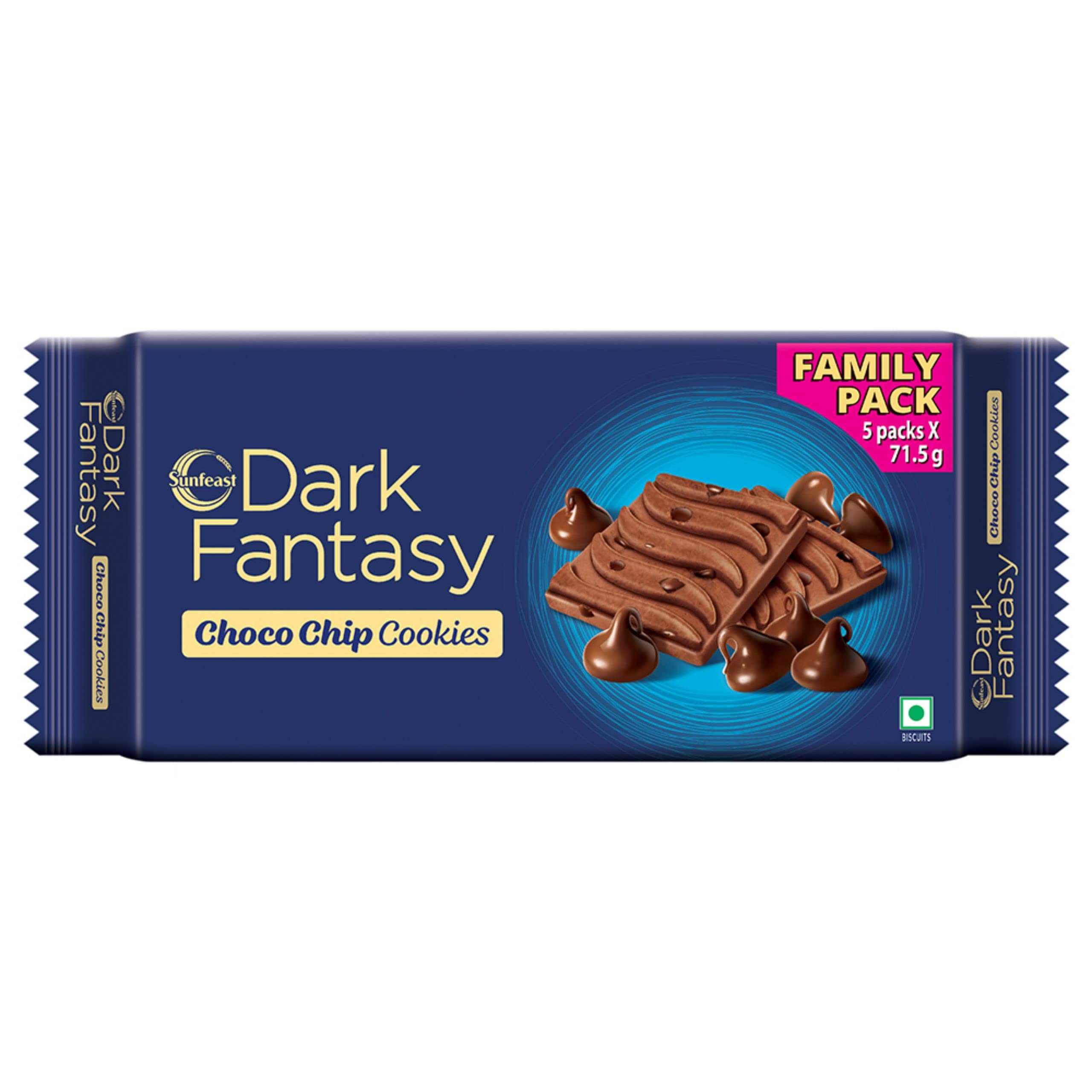 Sunfeast Dark Fantasy chocolate chip cookies in pouch pack