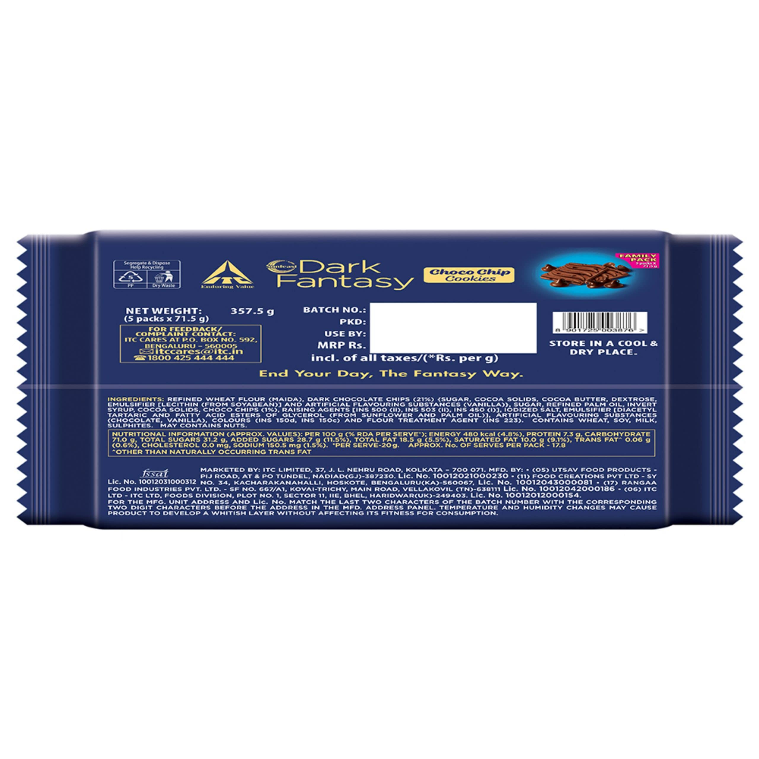 Sunfeast Dark Fantasy Choco Chip, Chocolate Cookies Loaded with Choco Chips, 357.5g – view 2