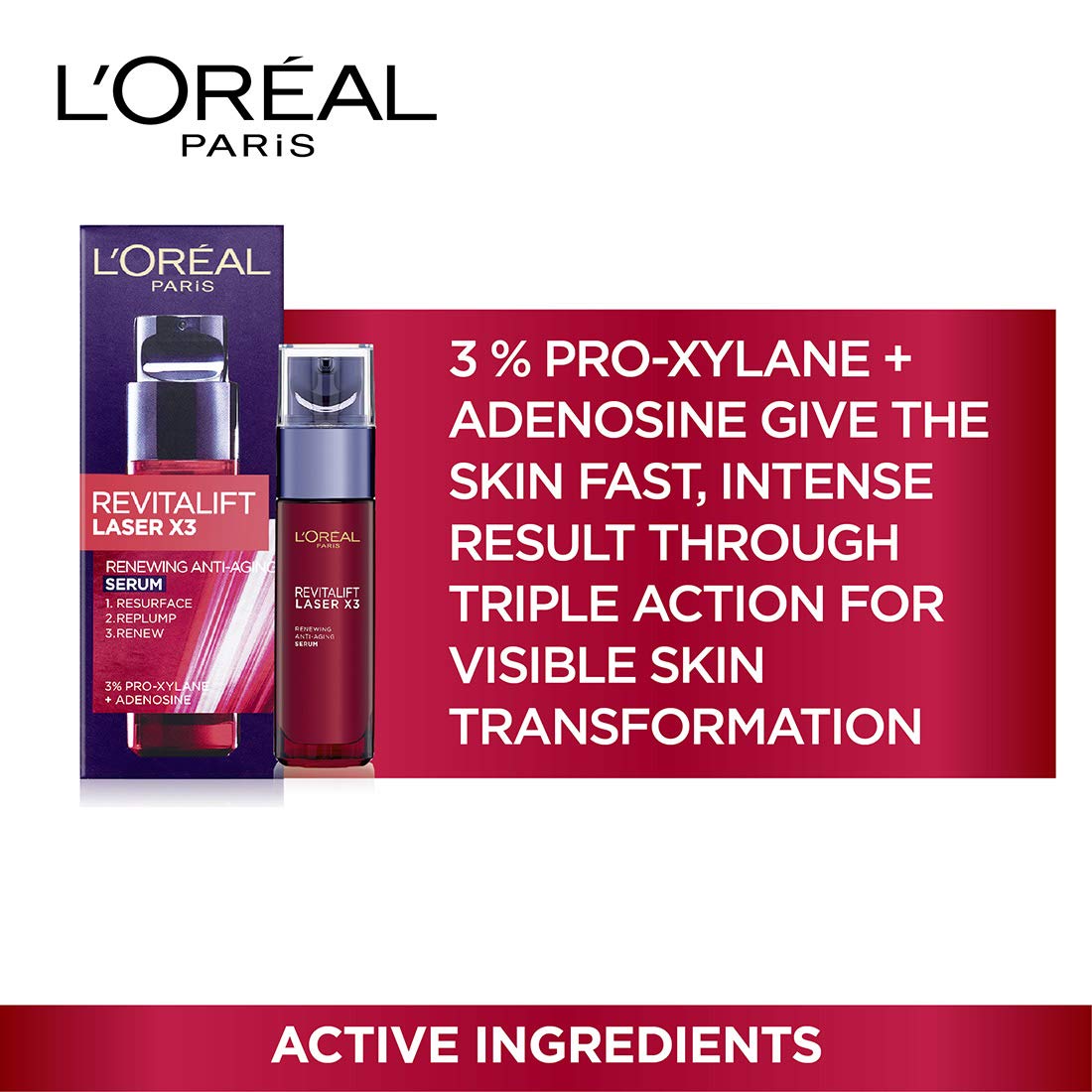 L'Oreal Paris Revitalift Laser X3 Renewing Anti-Ageing Serum, 30ml – view 3