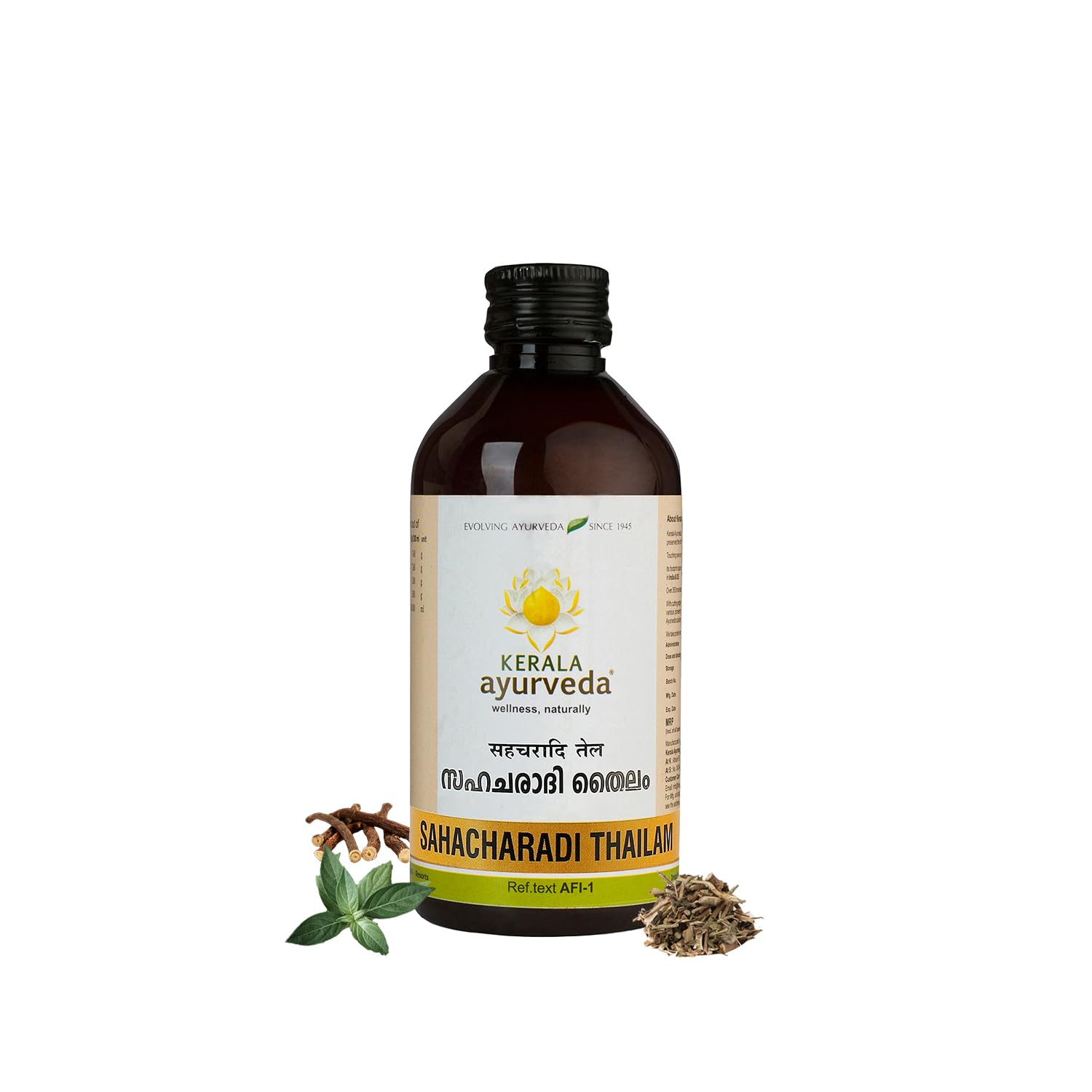 Sahacharadi Thailam bottle for back pain and sciatica massage