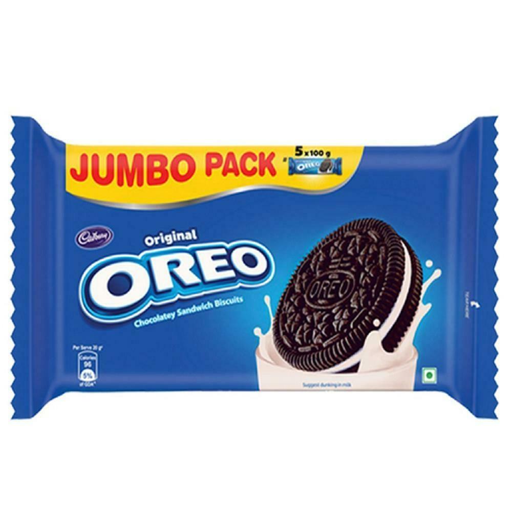 Cadbury Oreo chocolate sandwich biscuit jumbo pack 500g pouch