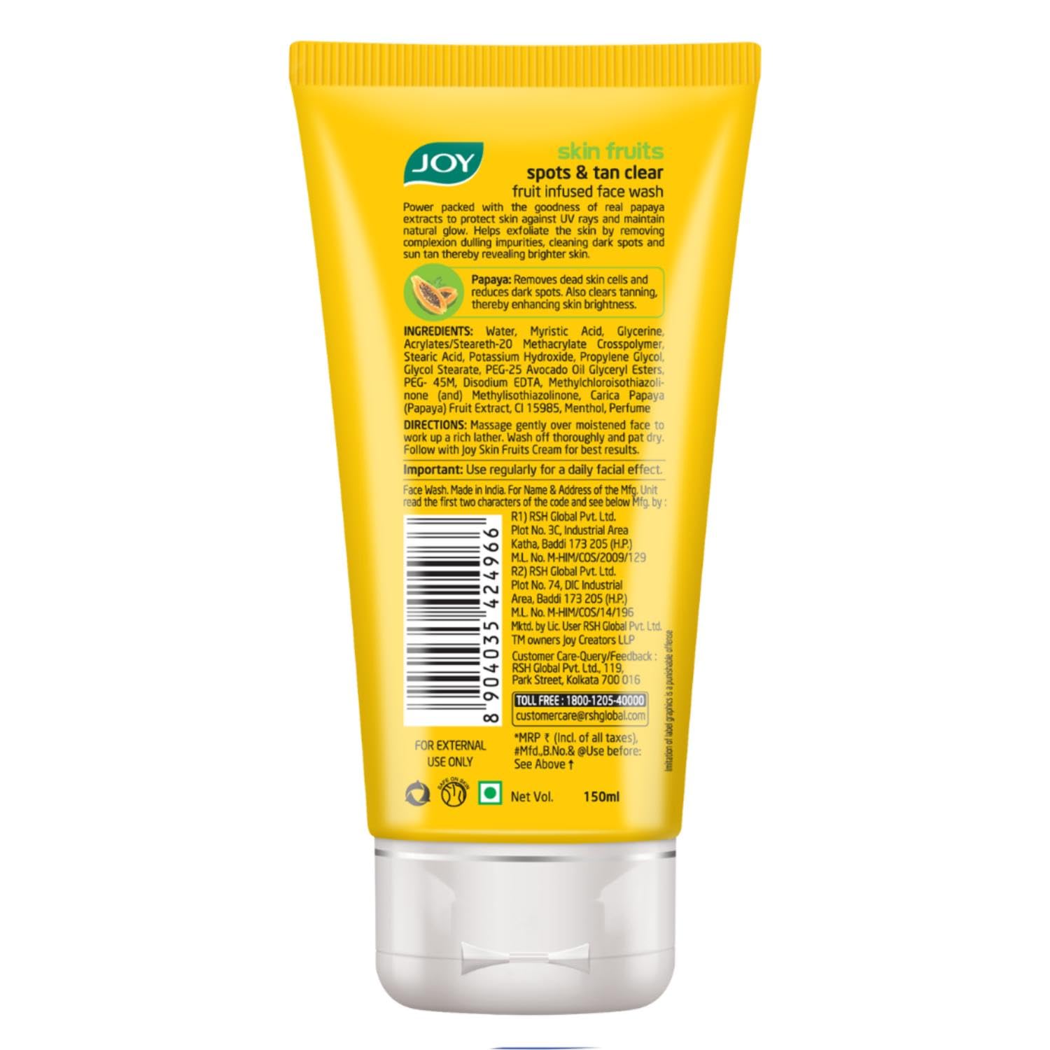 Joy Skin Fruits Spots & Tan Clear Face Wash 150ml – view 7