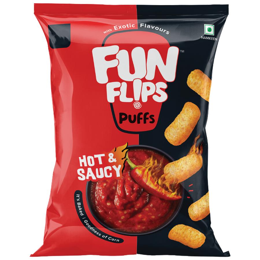 Fun Flips Puffs - Hot & Saucy, Baked, 85 G
