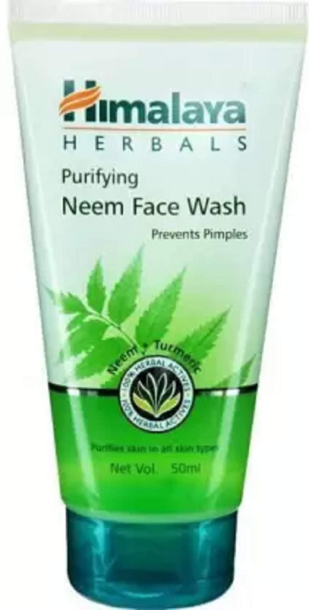 Himalaya neem face wash 50 ml tube on white background