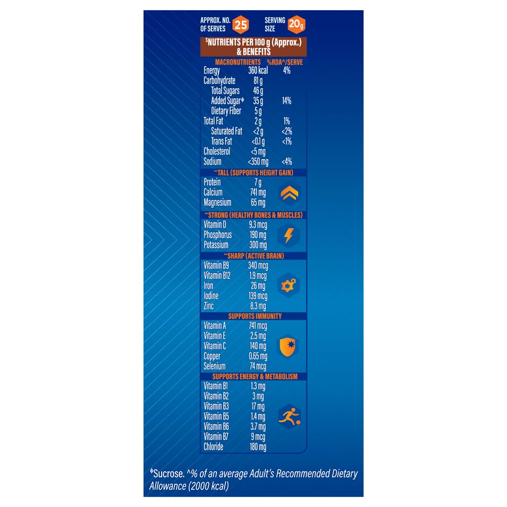 Horlicks Junior Chocolate Flavour Health & Nutrition Drink, 500g Refill, for Toddlers & Young Kids, for Brain Development, Weight Gain and Immunity, Chocolate Flavour, Jar, 500 g – view 7