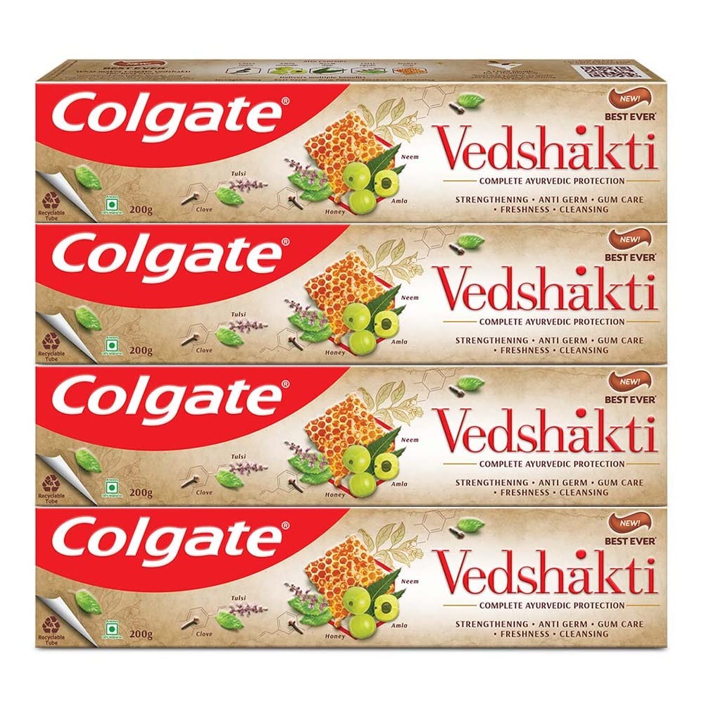 Colgate Swarna Vedshakti Ayurvedic Gum CareToothpaste With Anti-Germ Properties For Whole Mouth Protection - 4 x 200gm & Swarna Vedshakti Ayurvedic Cavity Protection - 400gm – view 2