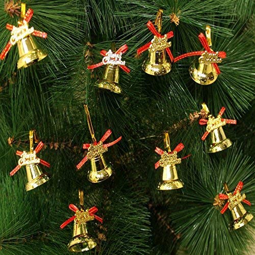TIED RIBBONS Set of 24 Christmas Tree Decoration Mini Golden Bells Ornaments Props Accessories Small Xmas Tree Decor - Christmas Decorations Items for Home – view 2