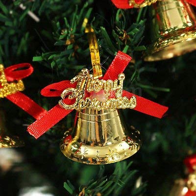 TIED RIBBONS Set of 24 Christmas Tree Decoration Mini Golden Bells Ornaments Props Accessories Small Xmas Tree Decor - Christmas Decorations Items for Home – view 3