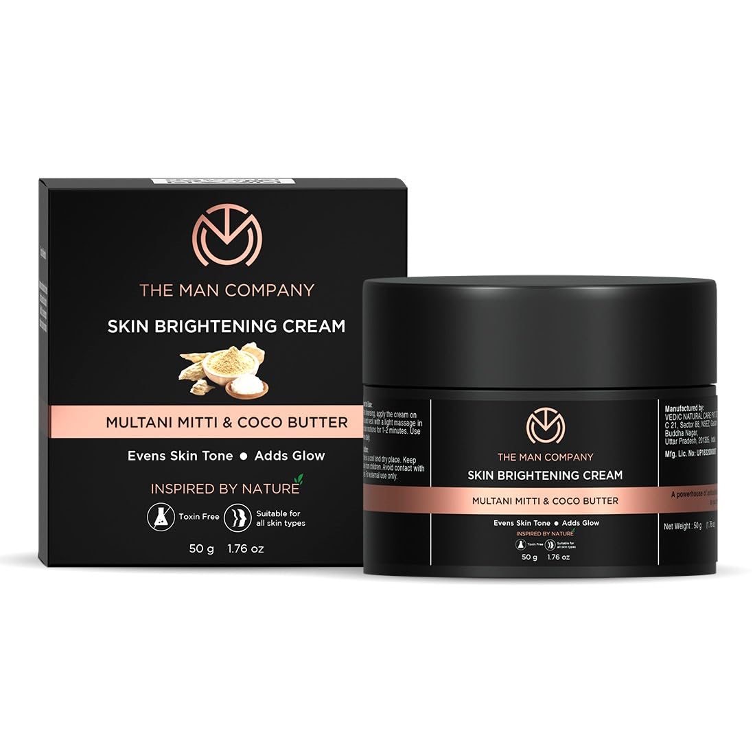 Front view of The Man Company brightening cream 50 g