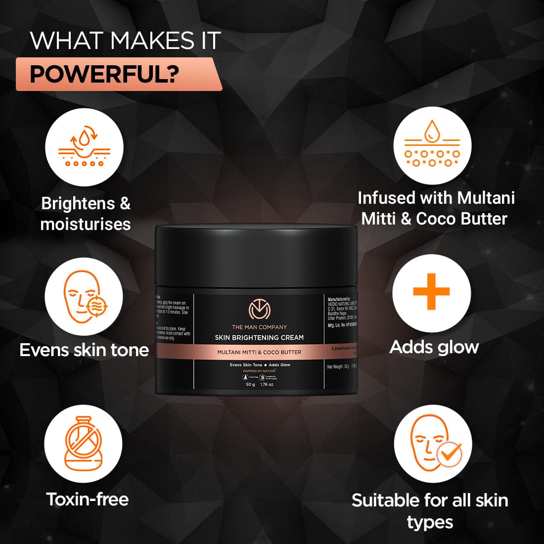 The Man Company Skin Brightening Cream - 50gm for Glowing Radiant Skin – view 4