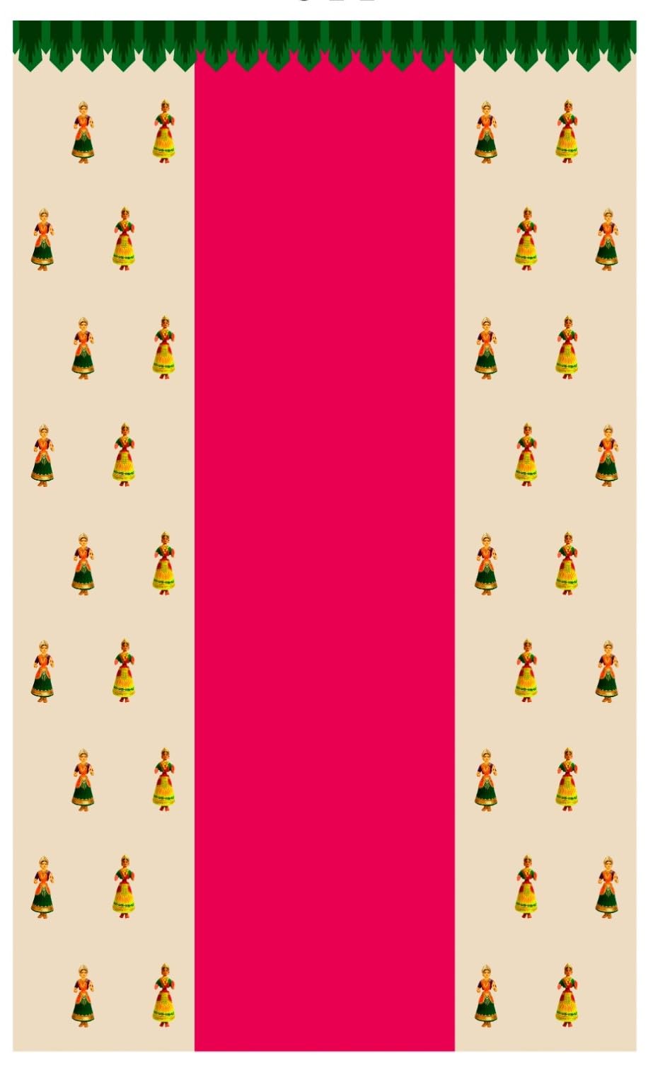 Golu Dolls Design Back Drop Cloths for Pooja Decoration (Cloth 56) Backdrop Cloth for Decoration, Size 8 Feet Lenth and 5 Feet Width(8 * 5) sankranti Decorations Backdrop