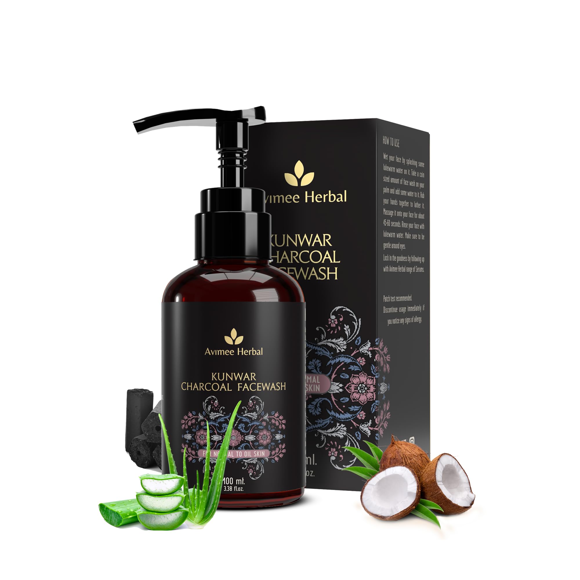 Kunwar Charcoal Facewash | For Oil & Dust Free Skin That Glows From Within | Deep Cleaning With Activated Charcoal & Neem Extracts (100 ml)