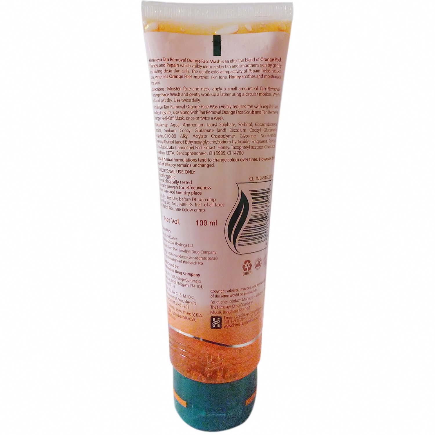 Himalaya Tan Removal Orange Face Wash - Orange Peel and Honey, 100ml Tube – view 2