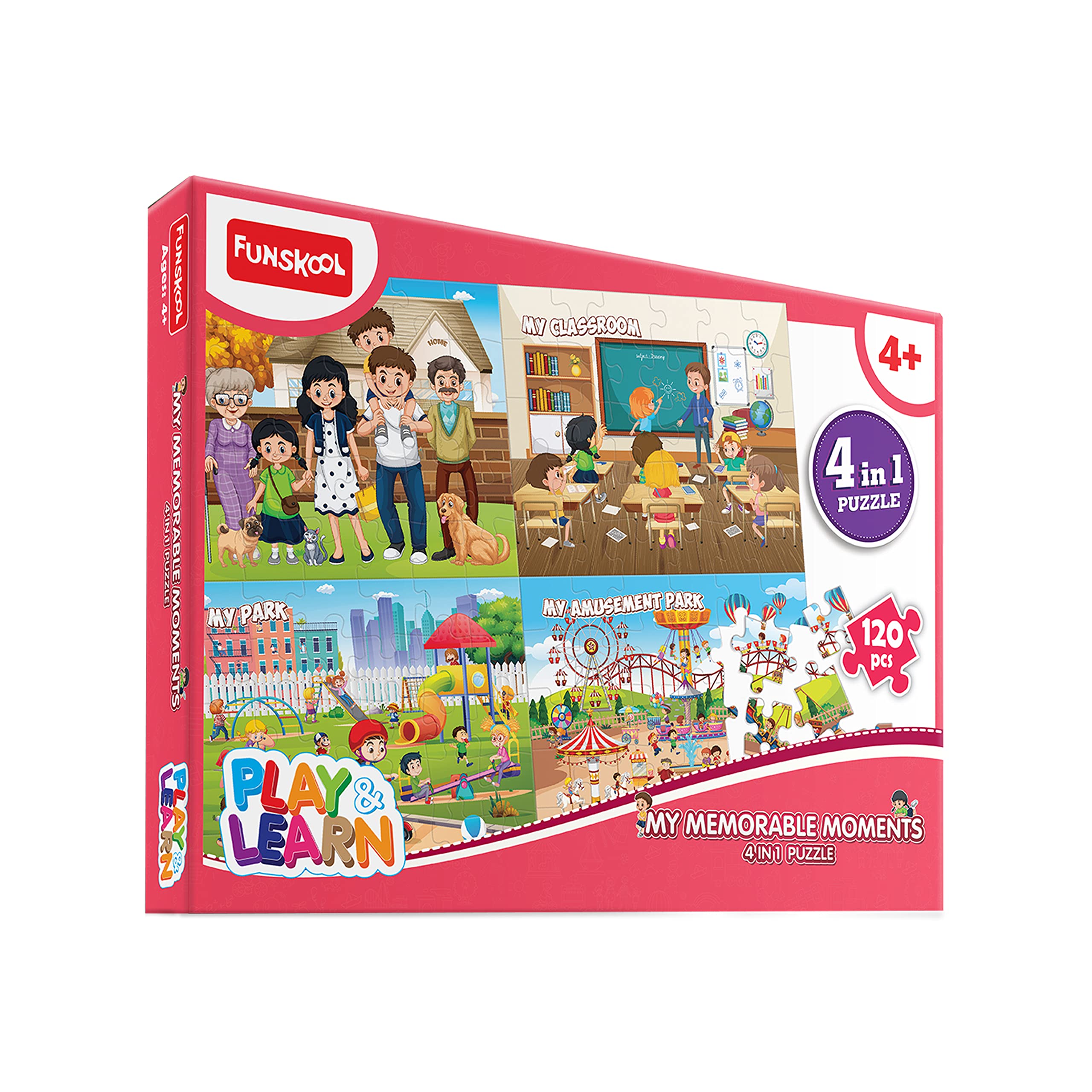 Number-themed Funskool 4-in-1 cardboard jigsaw puzzles for kids age 4+
