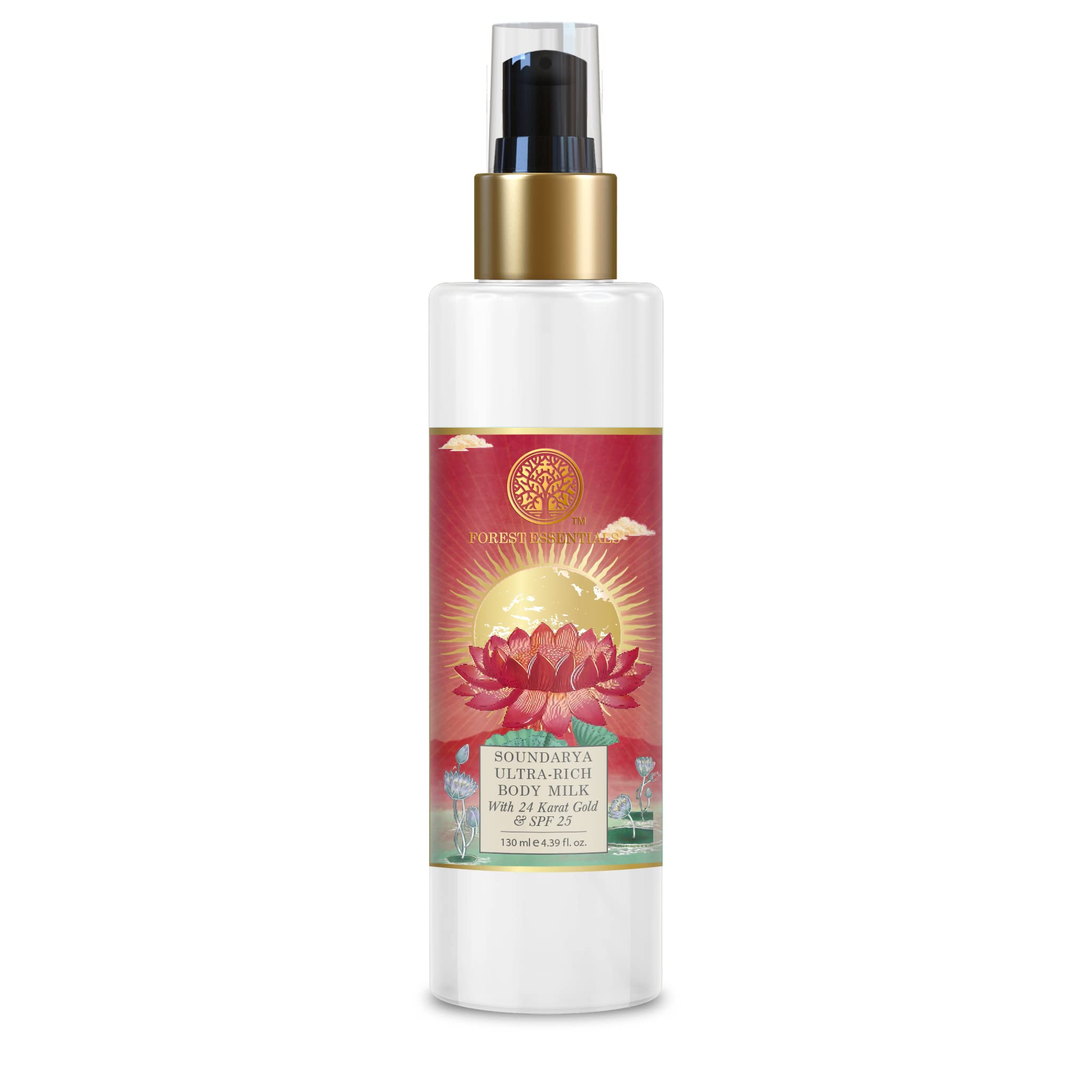 Forest Essentials body lotion bottle from Soundarya range, 130 ml