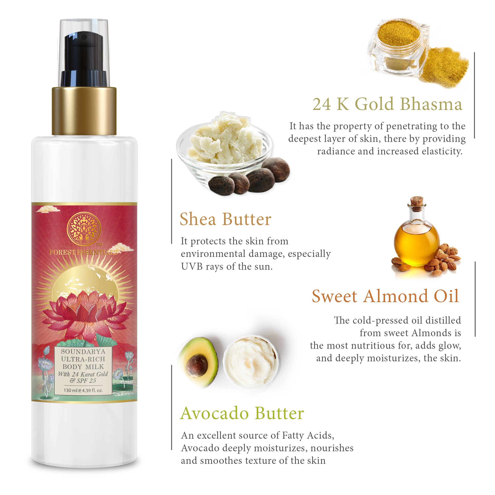Forest Essentials Ultra Rich Body Milk Soundarya With 24k Gold & SPF 25 – view 6