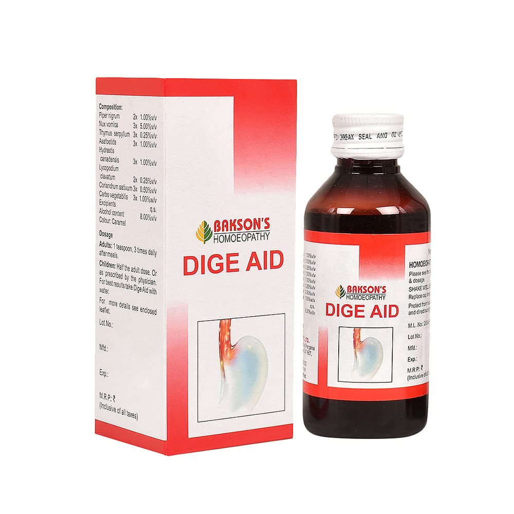 Bakson's homeopathic Dige Aid Syrup bottles 115 ml pack