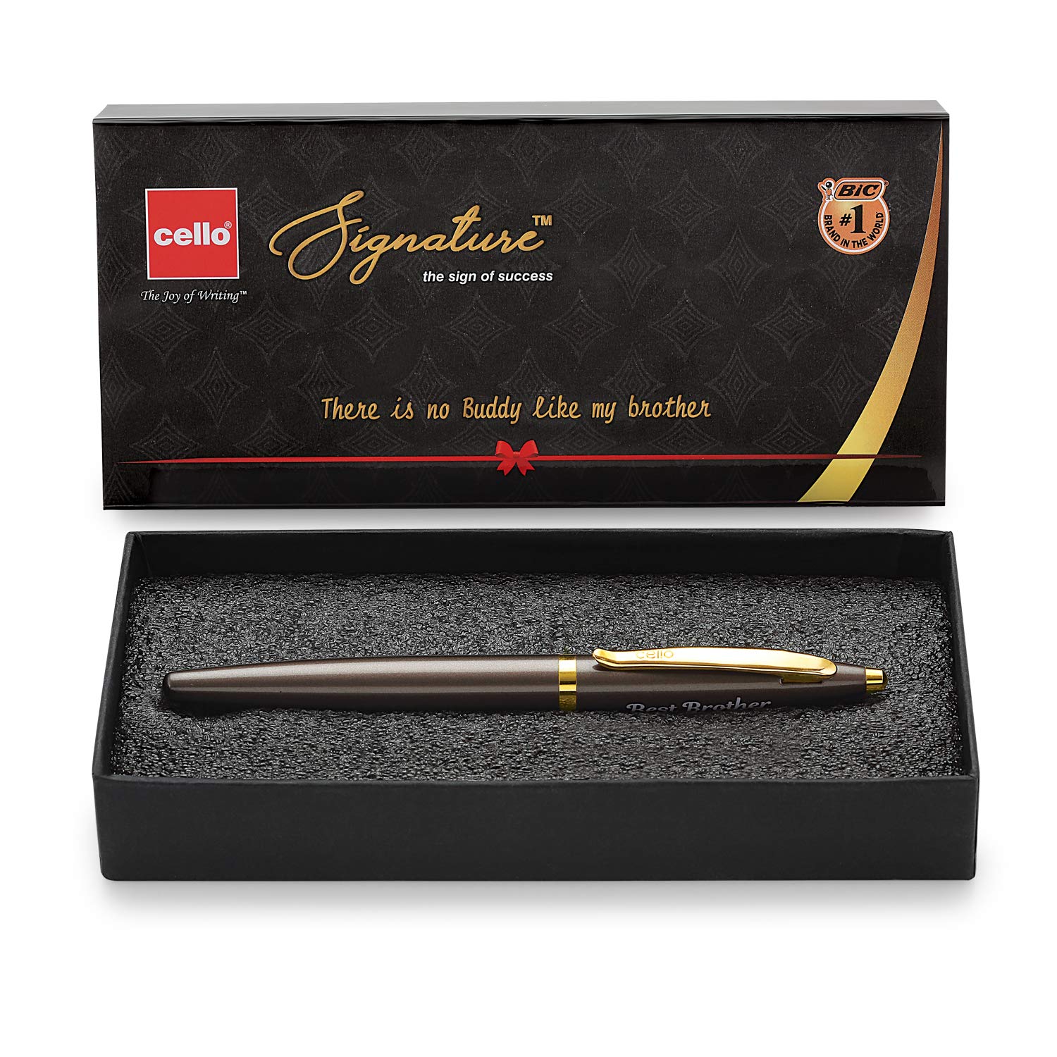Gunmetal Cello roller pen gift set for brother