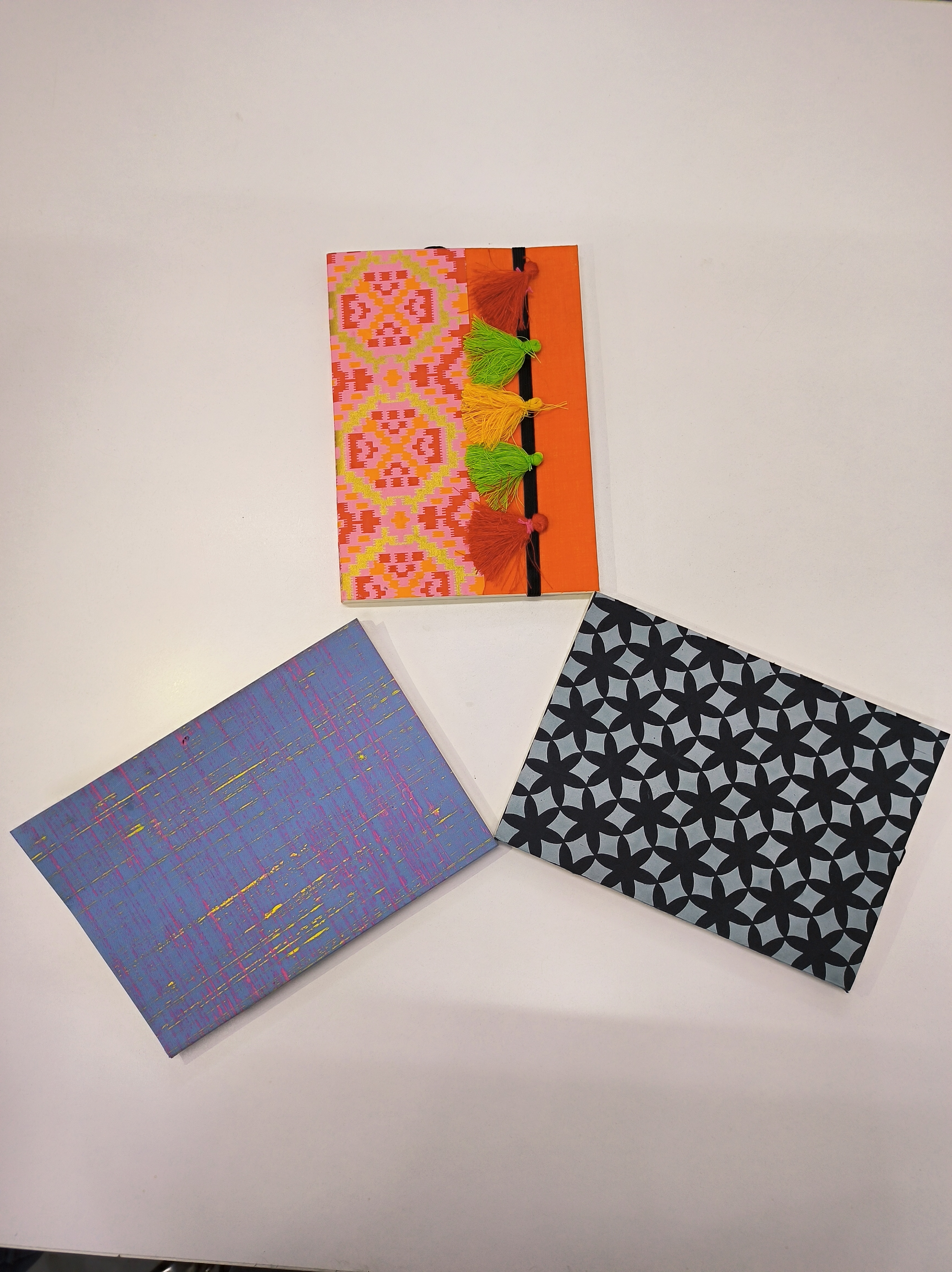 NeuOrigin Handmade Paper Notebooks (Pack of 3) - Aesthetic Designs, Artwork, Tassels, and Bookmark – view 1
