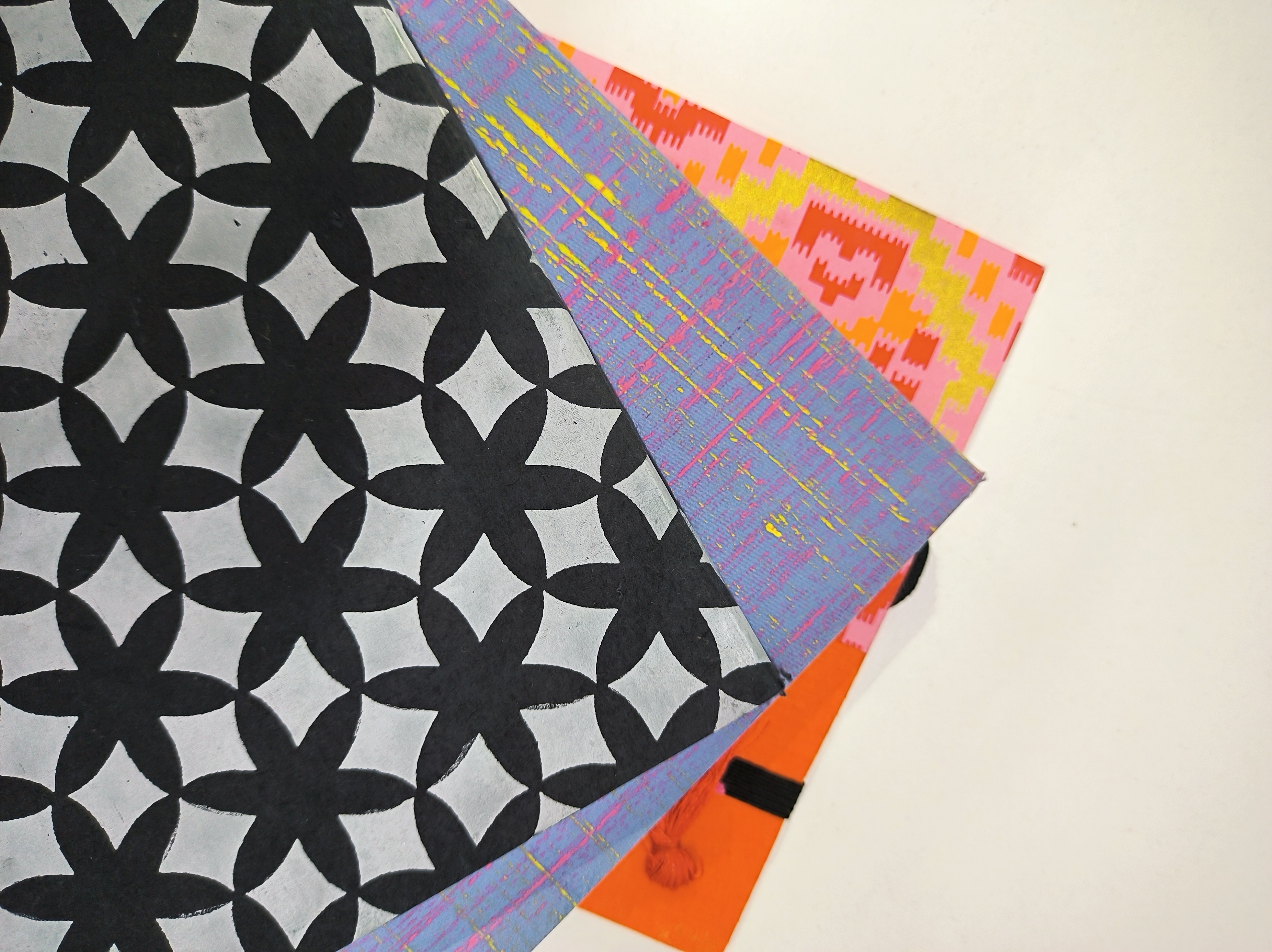 NeuOrigin Handmade Paper Notebooks (Pack of 3) - Aesthetic Designs, Artwork, Tassels, and Bookmark – view 2