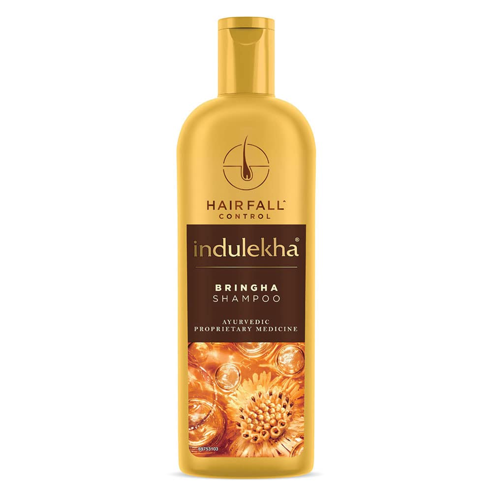 Front view of Indulekha Bringha shampoo 200 ml bottle