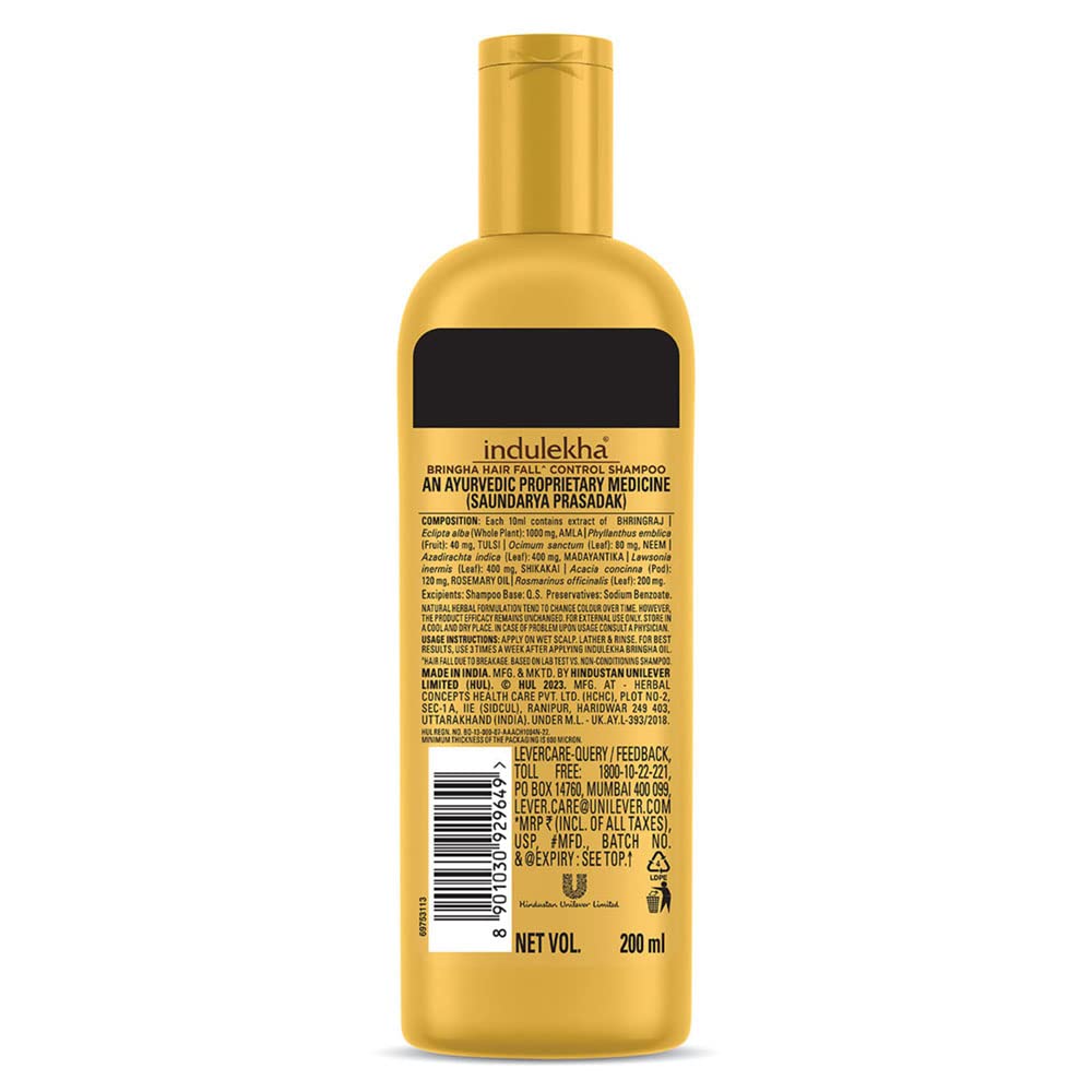 Indulekha Bringha, Shampoo, 200ml, for Hair Fall Control, with Bringharaj Extracts, Amla, Shikakai, Paraben-Free, for Men & Women – view 2