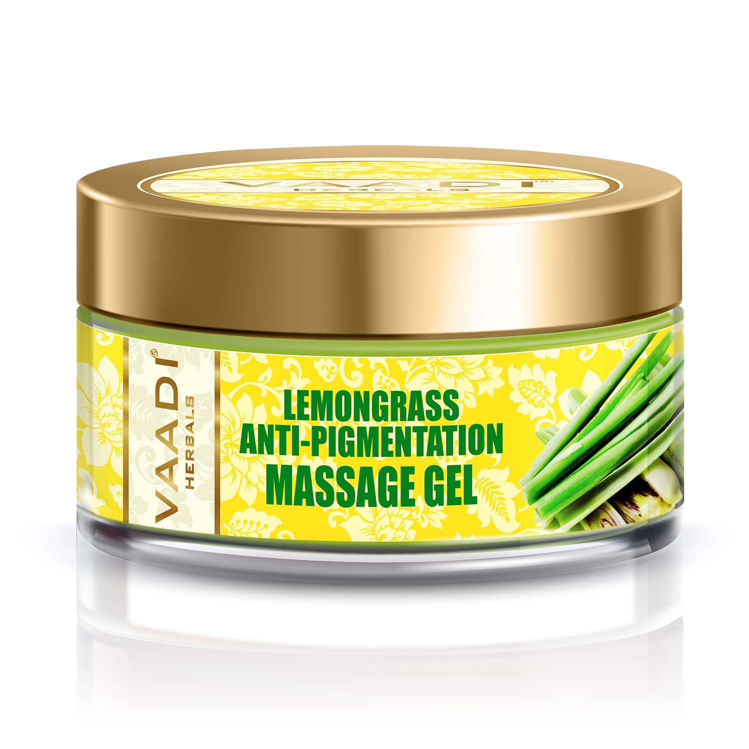 Vaadi Herbals anti pigmentation massage gel jar with lemongrass scent