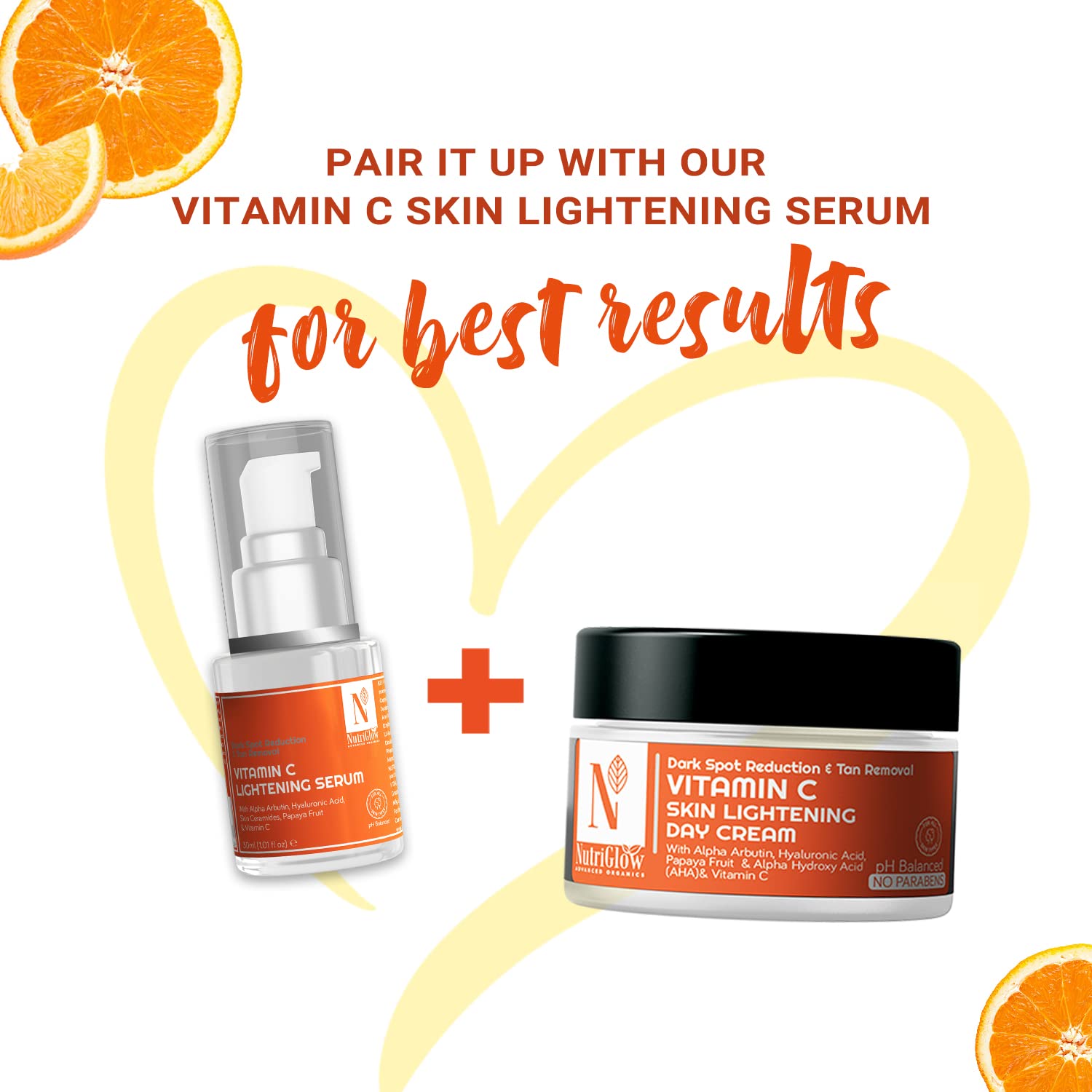 Nutriglow Advanced Organics Vitamin C Skin lightening Day Cream for Dark Spot Reduction & Tan Removal - All Skin Types - 50g – view 6
