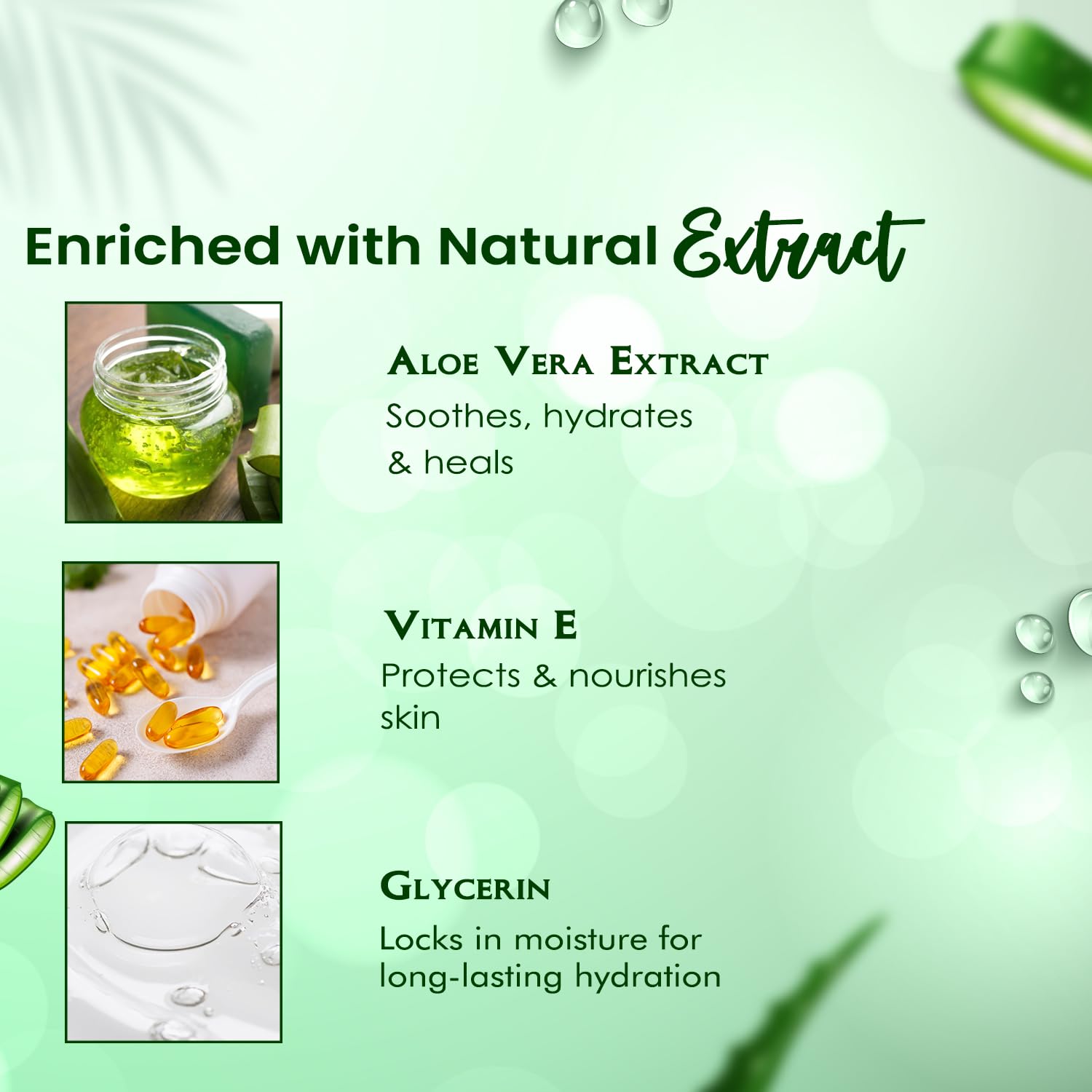 NutriGlow Aloe Vera Gel Great For Face, Hair, Acne, Sunburn, Bug Bites, Rashes, Glowing and Radiant Skin, Hydrating Gel Relieves Itchy & Irritated Skin, Non Sticky, 100gm Each, Pack of 3 – view 3