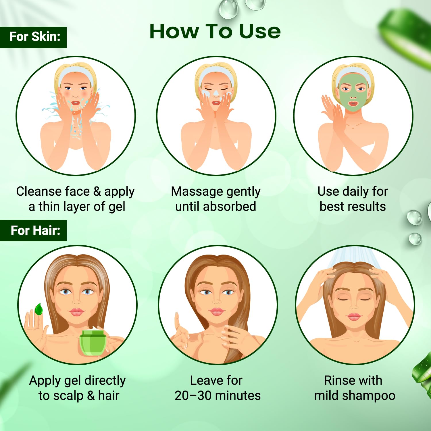 NutriGlow Aloe Vera Gel Great For Face, Hair, Acne, Sunburn, Bug Bites, Rashes, Glowing and Radiant Skin, Hydrating Gel Relieves Itchy & Irritated Skin, Non Sticky, 100gm Each, Pack of 3 – view 5