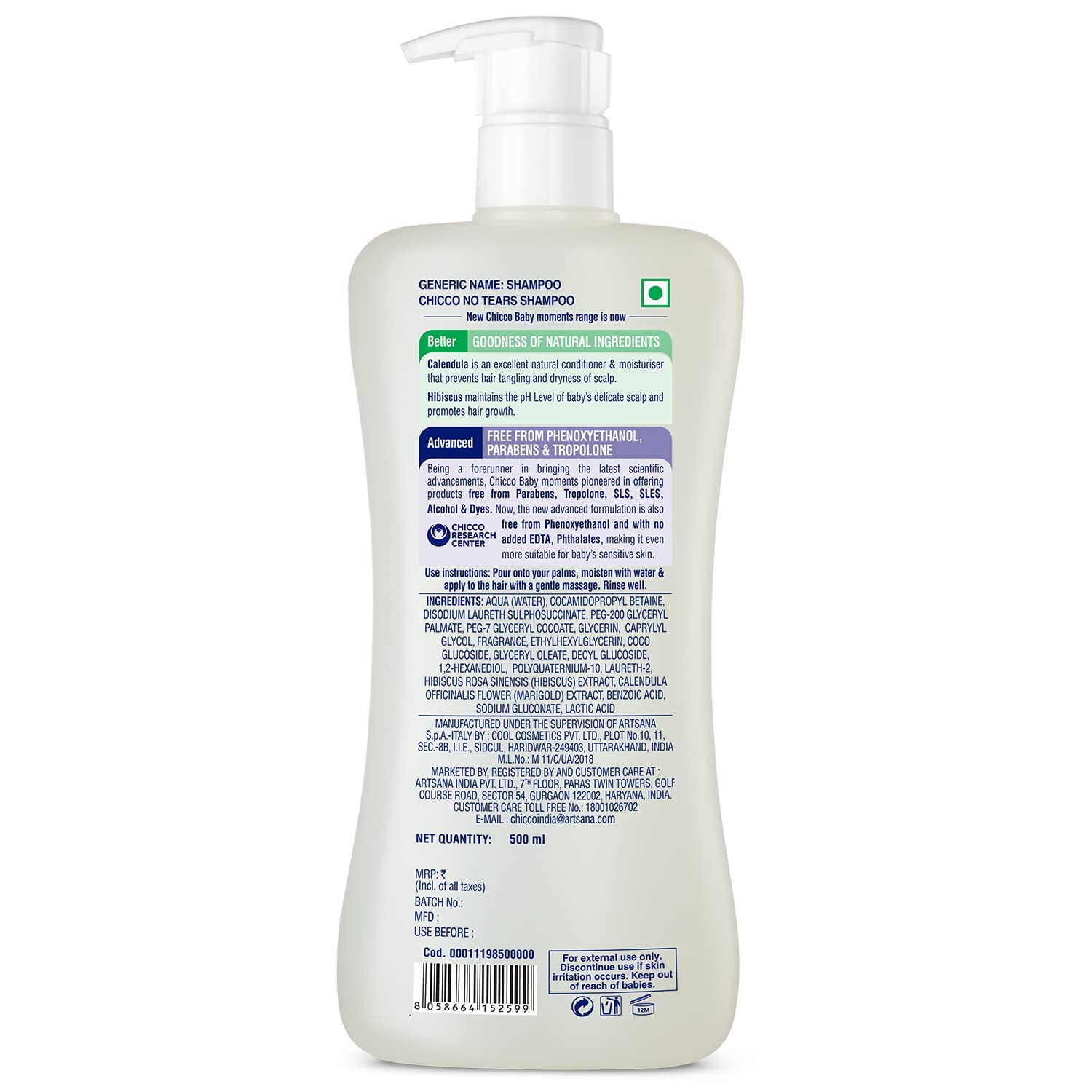 Chicco No-tears Shampoo for Soft and Tangle-free Baby Hair, Dermatologically tested, Paraben free (500 ml) – view 7