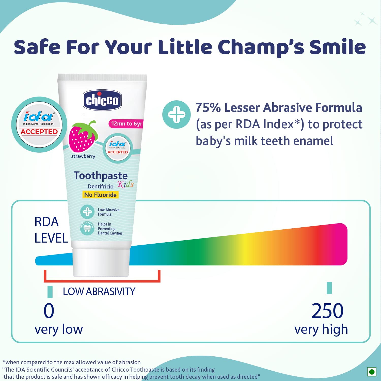 Chicco Toothpaste for Kids, Best for Baby (1y-6y), Strawberry Flavour, 50g – view 2