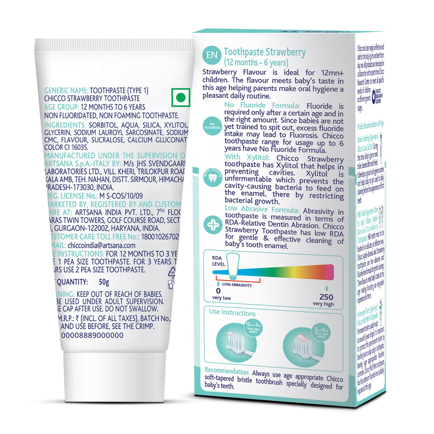 Chicco Toothpaste for Kids, Best for Baby (1y-6y), Strawberry Flavour, 50g – view 8
